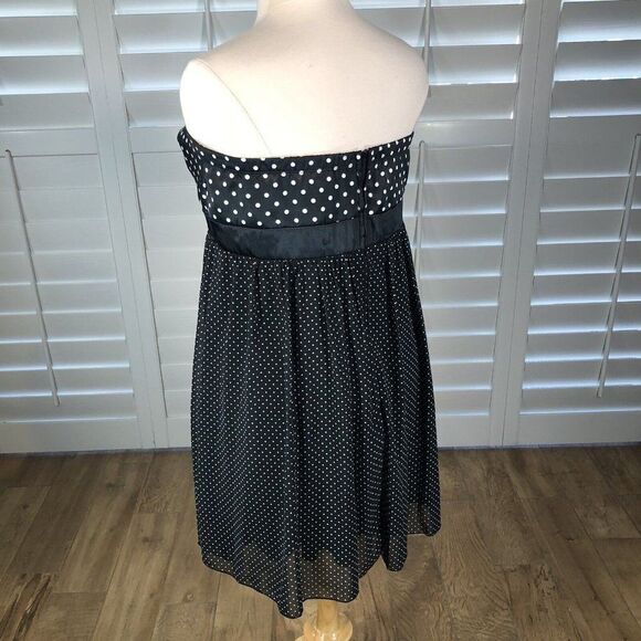 Retro Pin Up Strapless Polka Dot Dress XXL Satin Chiffon Swing Rockabilly Plus - Picture 5 of 10